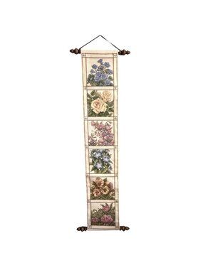 Vintage  Needlepoint Floral Bell Pull Runner Rose 31 x 5.75 Complete/Finished